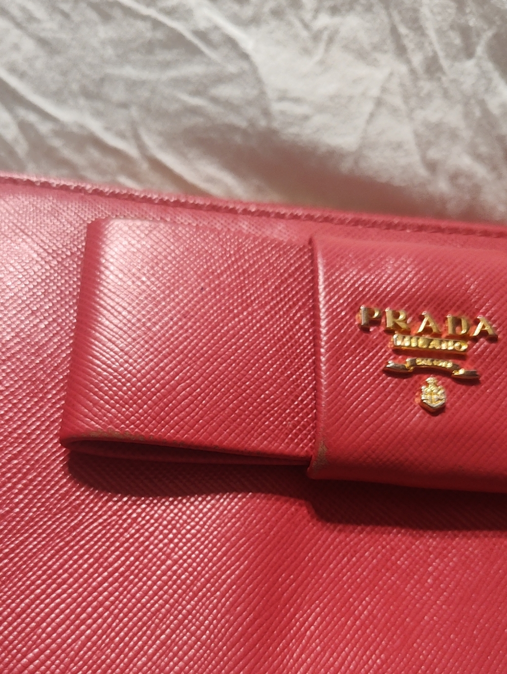 Authentic Prada Pink Saffiano Leather Bow Zip-Around Wallet  Retail $1300 - Picture 5 of 16